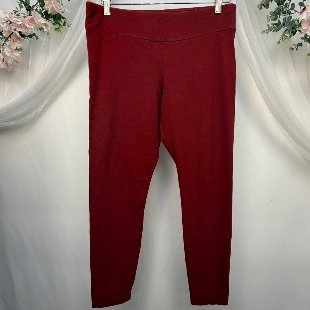 Time and Tru Womens Burgundy Red Stretch Knit Ankle Leggings Size L 12-14